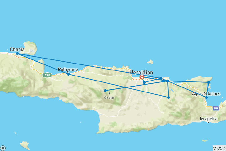 Carte du circuit Trésors de Crète