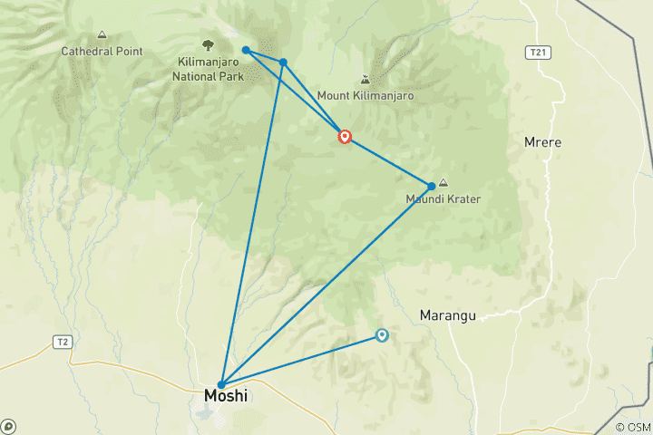 Map of 5 Days Marangu Route | Kilimanjaro Climbing