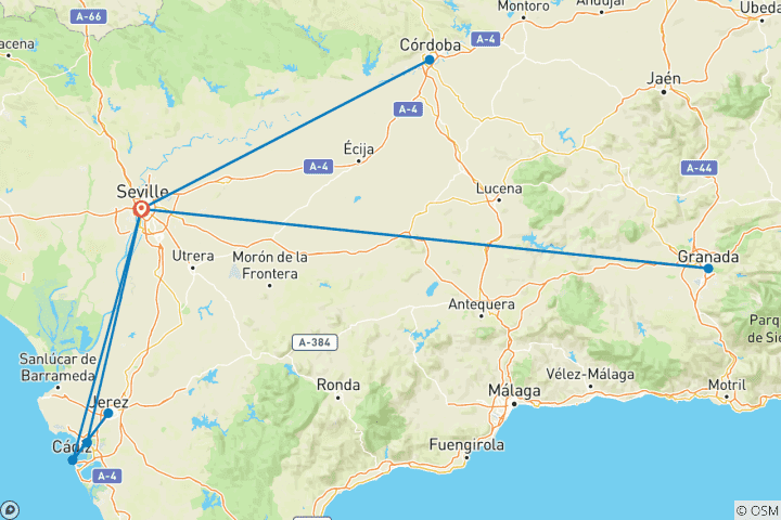 Map of Andalusia Special ¿Feria¿: The Splendors of Andalusia Along the Guadalquivir (port-to-port cruise)