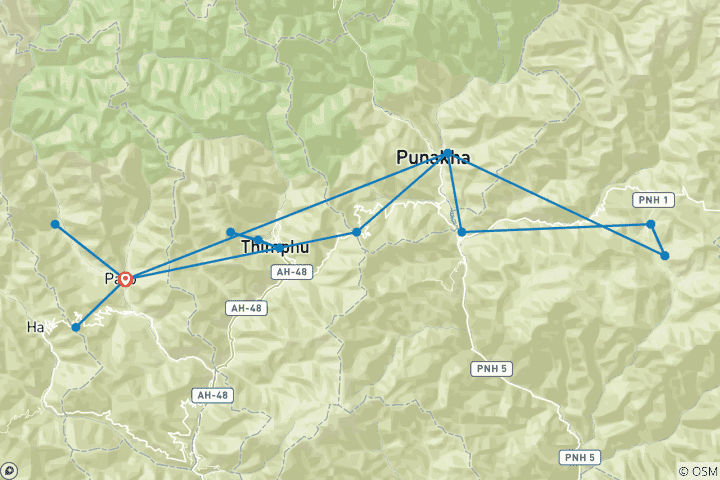 Map of Bhutan Cultural Walking Tour
