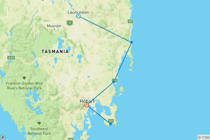 Kaart van Tassie uitje