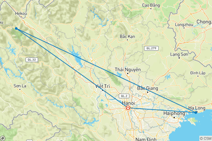 Carte du circuit Le Nord du Vietnam en un coup d'œil : Baie d'Halong et Sapa 5 jours