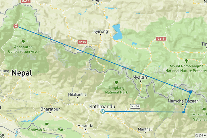 Map of Everest Base Camp Helicopter Tour 4 Hours
