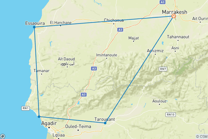Map of Coastal Morocco: Waves & Market Stalls