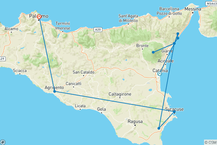Karte von Private Luxusreise nach Sizilien: Höhepunkte