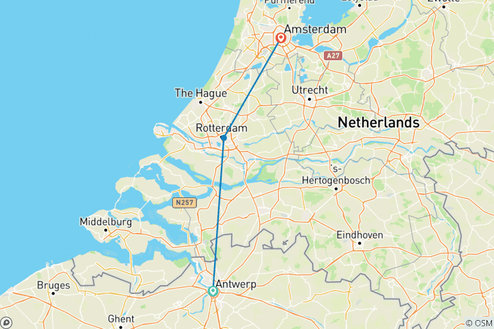 Carte du circuit Le printemps en Hollande (croisière de port en port)