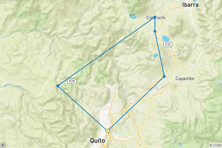 Map of Ecuador Biking Spirit 8 Days Tour
