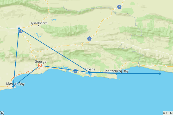 Carte du circuit Explorez la Route des jardins - Circuit avec chauffeur : 4 jours
