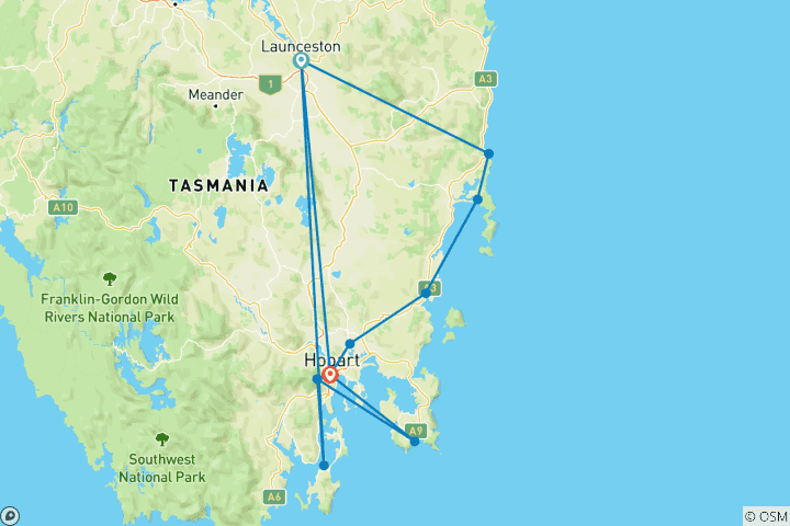 Mapa de Escapada a Tassie