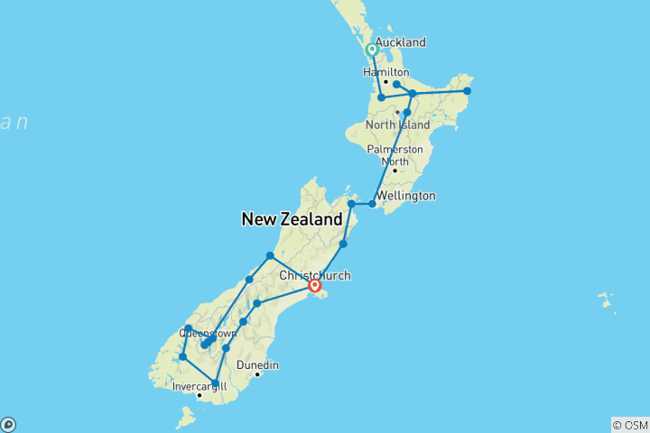 Carte du circuit Nouvelle-Zélande Vista
