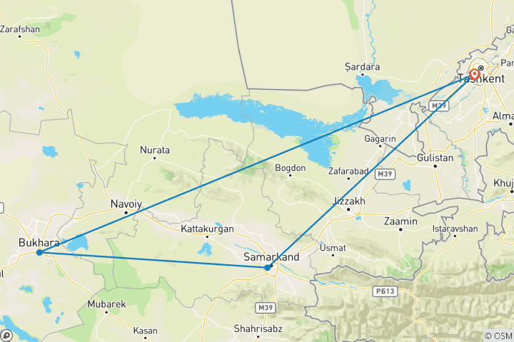 Map of Charming Uzbekistan Tour - Private Tour