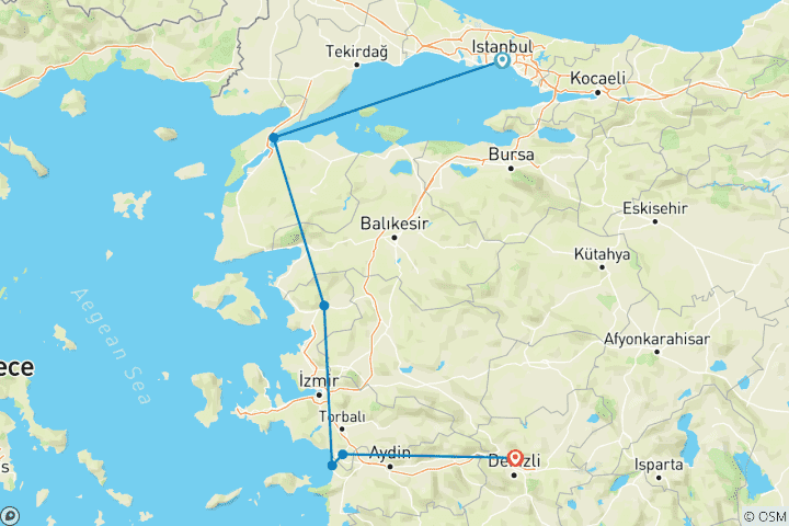 Mapa de Explorador de Turquía occidental - 6 días