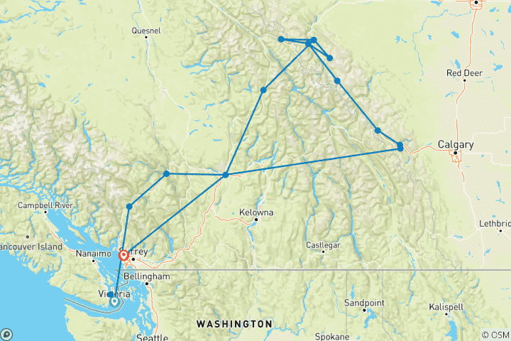 Map of Reflections of the Rockies Victoria → Vancouver (2027)