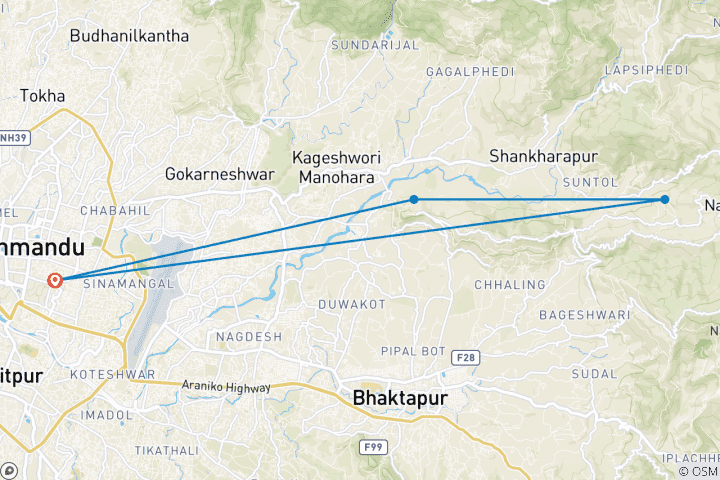 Map of Kathmandu Nagarkot Private Day Tour - 1 Day