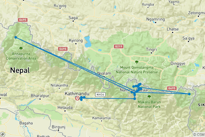 Mapa de Excursión a los Tres Altos Pasos del Everest