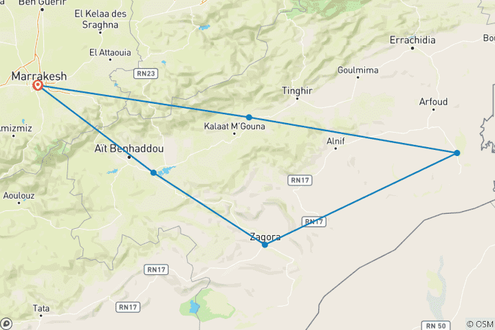 Mapa de Ruta de las Caravanas por Marruecos