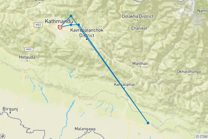 Carte du circuit Trek Chisapani Nagarkot