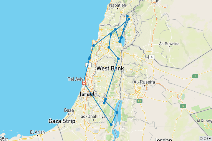 Carte du circuit Les points forts de la Terre Sainte - Meilleure expérience - 8 jours