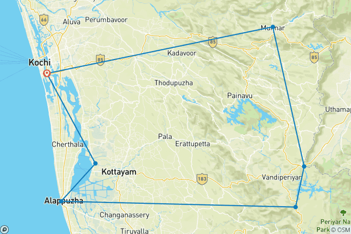 Karte von Das Beste aus Kerala Rundreise