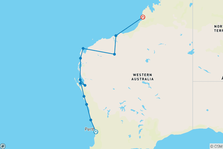 Karte von Die Wunder der Pilbara und der Westküste