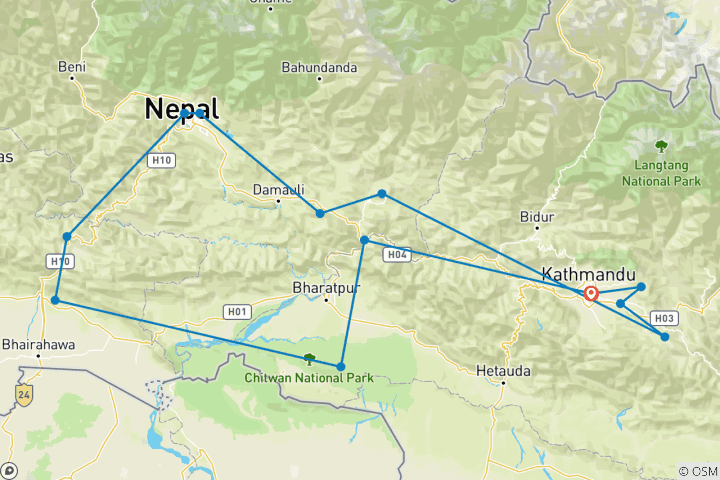 Karte von Echt Nepal Entdeckungsreise
