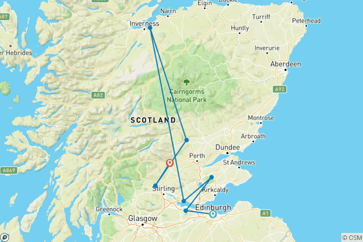 Carte du circuit Circuit Outlander de 5 jours - Le circuit Immersion -