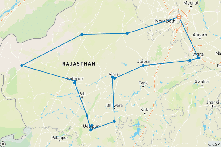 Kaart van Erfgoed van Rajasthan