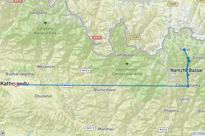 Map of Everest Gokyo Lake Trek