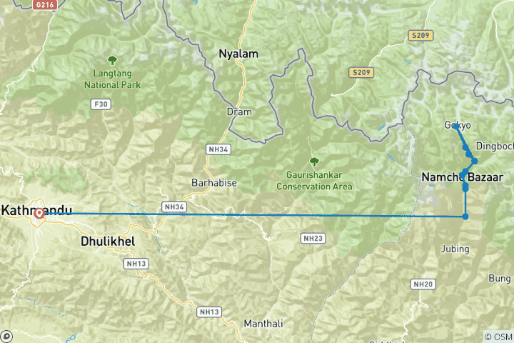 Carte du circuit Trekking Everest Gokyo