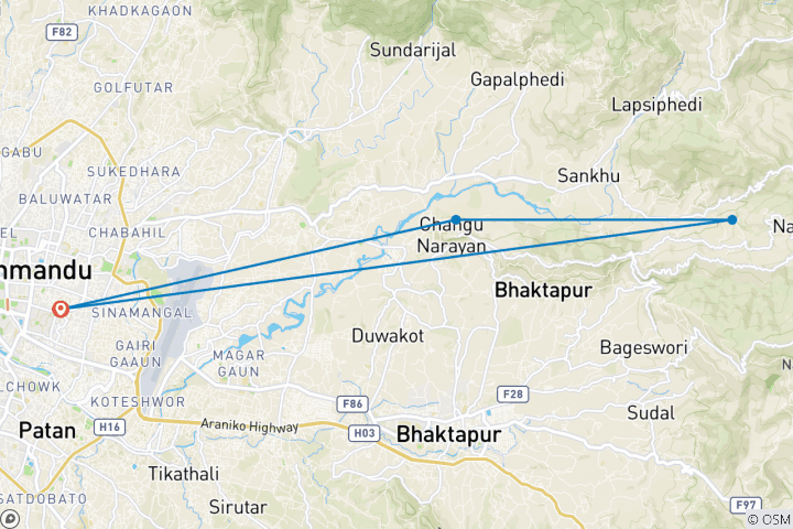 Carte du circuit Randonnée d'une journée à Nagarkot