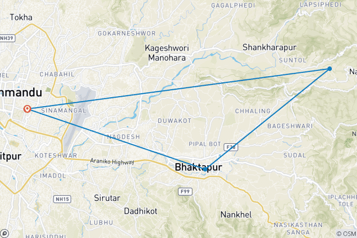 Karte von Kathmandu Nagarkot