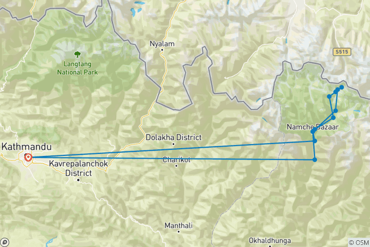 Map of Everest Base Camp Trekking 14 Days