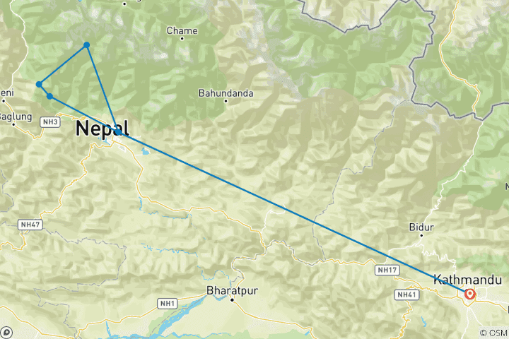 Map of Khopra Danda Trek