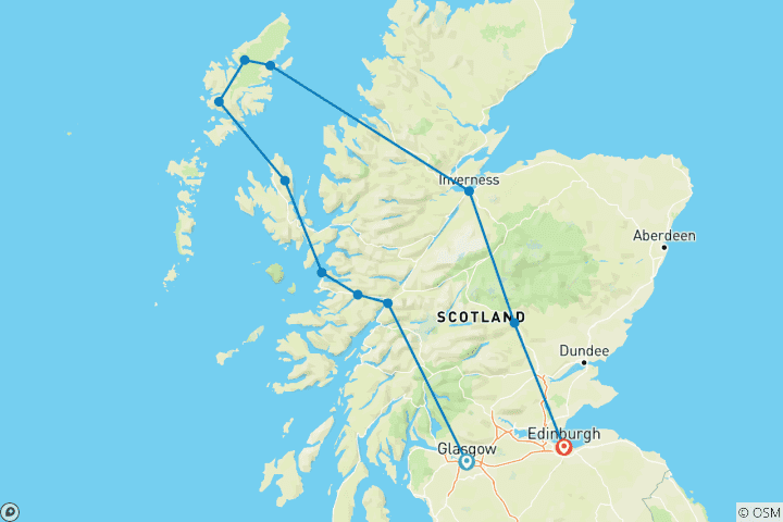 Carte du circuit L'esprit d'Outlander - Circuit de 16 jours