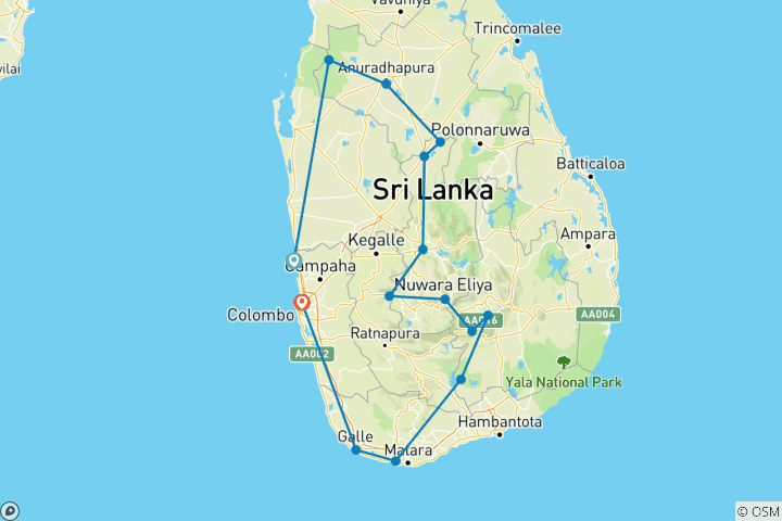 Karte von Enthüllen Sie die Schönheit Sri Lankas