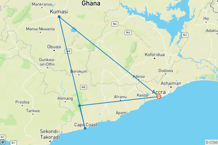 Karte von Ghana: Panafest 10 Tage