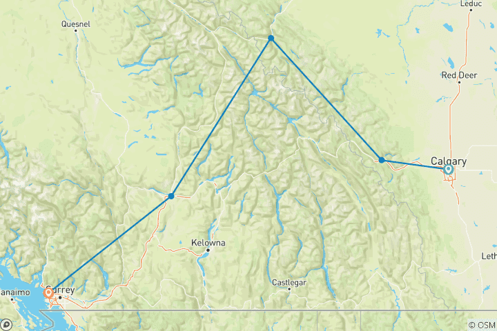 Carte du circuit Les Rocheuses canadiennes en train