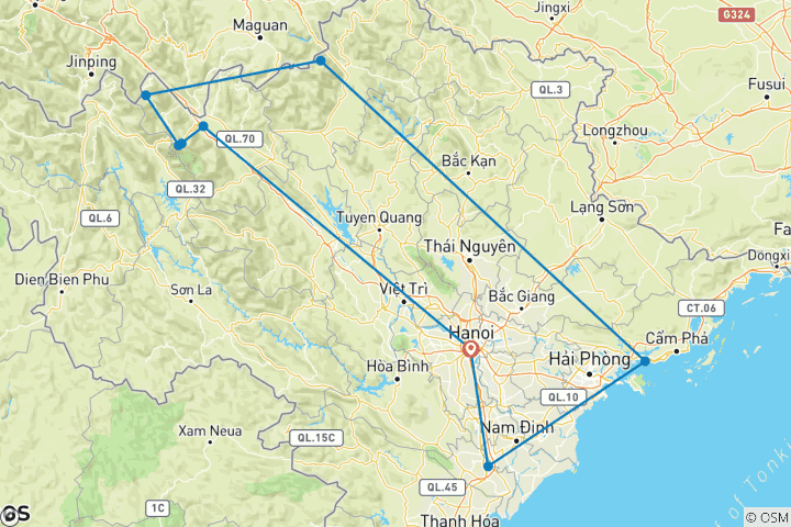 Karte von Entdeckungsreise Hanoi - Sapa - Ha Long Bay - Ninh Binh 8 Tage 7 Nächte