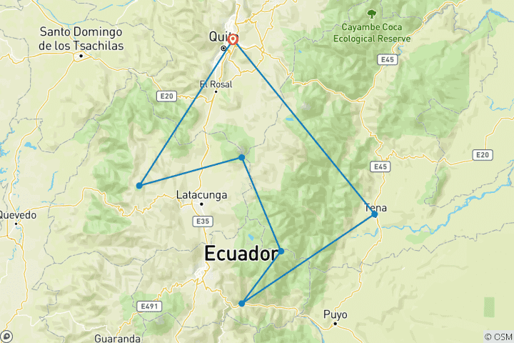 Map of 6-Day Shared Ecuador Multisport