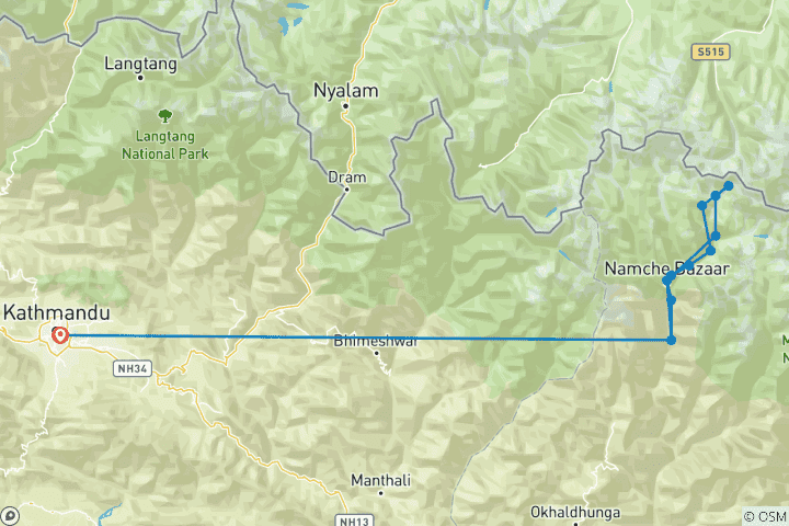 Map of Everest Base Camp Trek