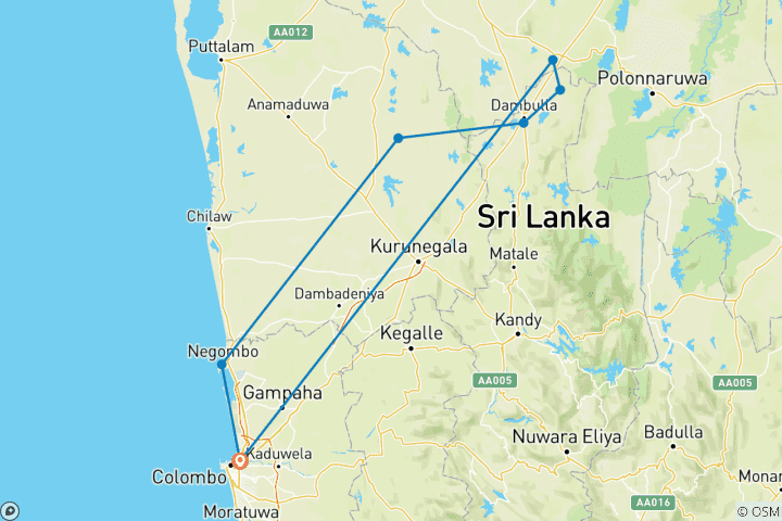 Carte du circuit Ayurveda Sri Lanka - 7 jours