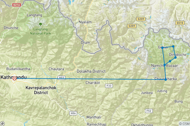 Carte du circuit L'île des trois sommets Lobuche et Kyajo Ri
