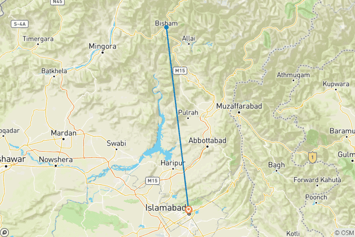 Kaart van 08 Dagen Swat Vallei Kersenbloesem Tour Pakistan