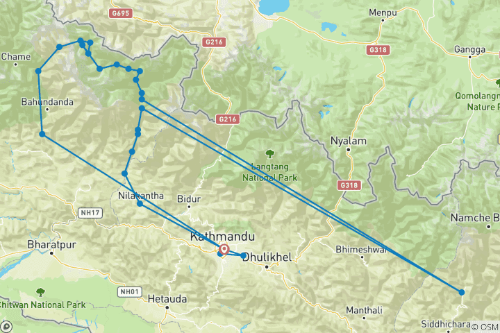 Carte du circuit Circuit du Manaslu