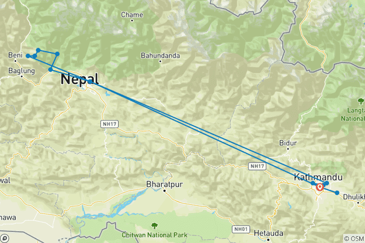 Karte von Mohare Danda Trek