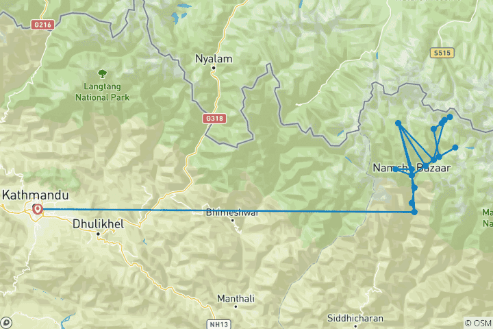 Karte von Everest Base Camp Luxus Trek 14 Tage