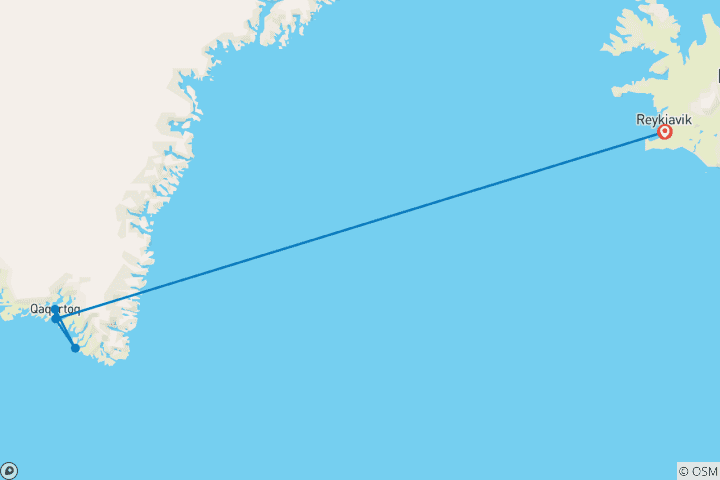 Carte du circuit Exploration du Groenland du Sud - depuis l'Islande