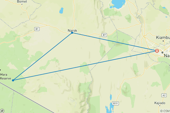 Carte du circuit Safari de 3 jours dans le Masai Mara