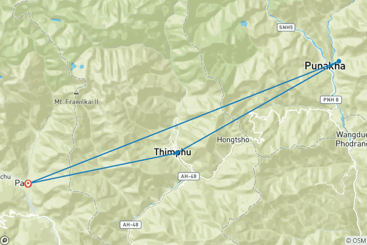 Map of Explore Bhutan