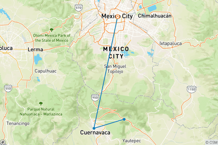 Carte du circuit Visite de Cuernavaca : Découvrez les joyaux de l'État du printemps éternel